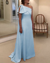 Load image into Gallery viewer, Light Blue Mother Dress One Shoulder
