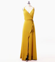 Load image into Gallery viewer, Mustard Yellow Bridesmaid Dresses Long
