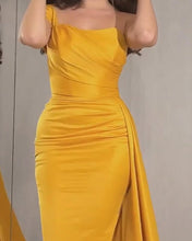Load image into Gallery viewer, Mustard Yellow Prom Dresses Mermaid One Shoulder
