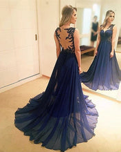 Load image into Gallery viewer, elegant lace appliques chiffon evening gowns
