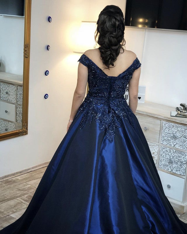 navy blue and silver quinceanera dresses Navy Blue Satin Ball Gowns Quinceanera Dresses Lace Appliques