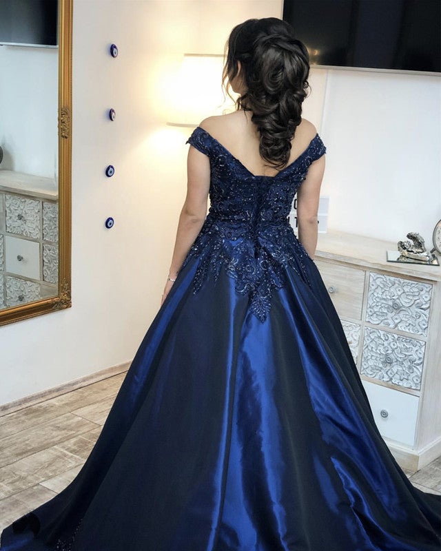 navy blue and silver quinceanera dresses Navy Blue Satin Ball Gowns Quinceanera Dresses Lace Appliques