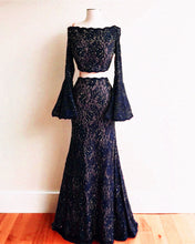 Load image into Gallery viewer, Boho Chic Mermaid Two Piece Lace Prom Dresses
