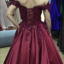 Load image into Gallery viewer, Off Shoulder Ball Gowns Lace Flowers Beaded
