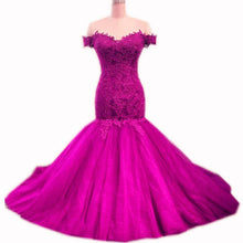 Load image into Gallery viewer, Off Shoulder Mermaid Dress Appliques
