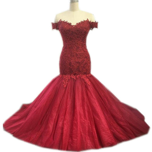 Off Shoulder Mermaid Dress Appliques-alinanova