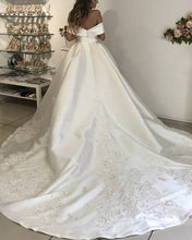 Load image into Gallery viewer, Long Train Satin Wedding Dresses Lace Embroidery
