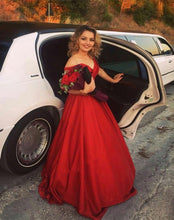 Load image into Gallery viewer, Off The Shoulder Ball Gowns Satin Evening Dress
