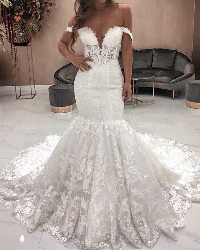 Off The Shoulder Lace Mermaid Wedding Dress Off The Shoulder Lace Mermaid Wedding Dress