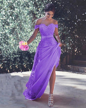 Load image into Gallery viewer, Lilac Prom Dress Off The Shoulder
