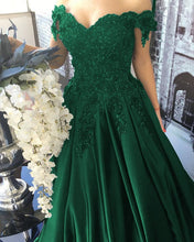 Load image into Gallery viewer, Off The Shoulder Satin Ball Gowns Dresses With 3D Flowers Beaded
