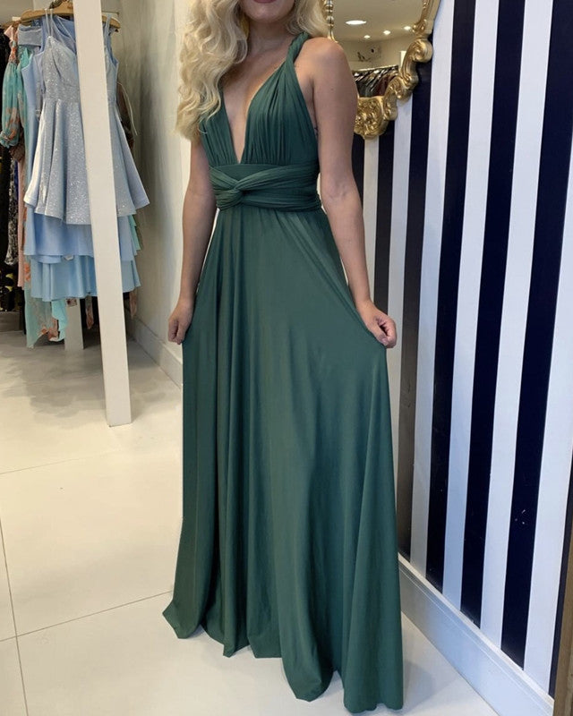 Olive Green Convertible Bridesmaid Dresses-alinanova