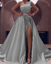 Load image into Gallery viewer, Silver Mermaid Prom Dresses One Shoulder
