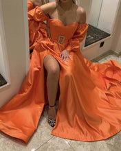 Load image into Gallery viewer, Puffy Sleeve Prom Dresses Orange
