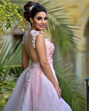 Load image into Gallery viewer, Pink Lace Cap Sleeves Prom Short Dresses With Removable Skirt
