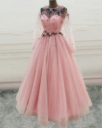 Pink Prom Dresses Long Sleeves