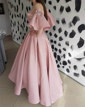 Load image into Gallery viewer, Pink Satin Prom Dresses With 3D Flowers
