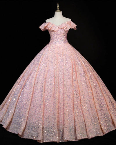 Pink Sequin Prom Dresses Black Girl