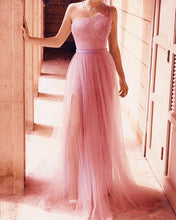 Load image into Gallery viewer, Pink Prom Dresses One Shoulder
