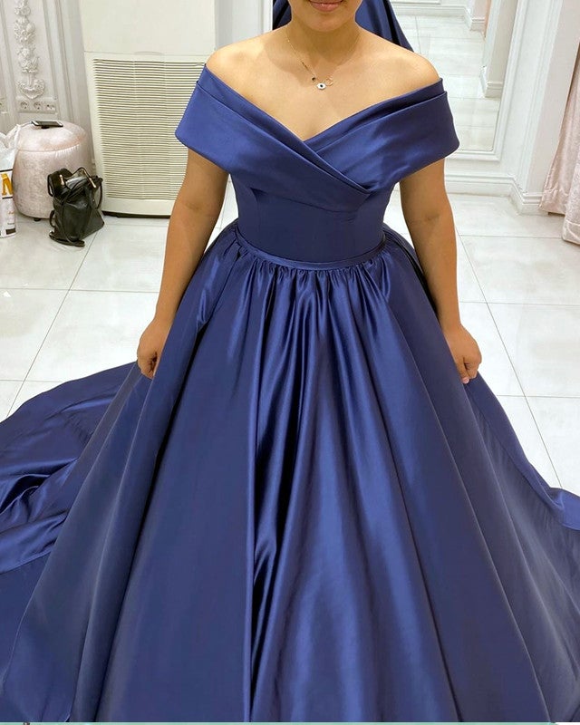 Plus Size Ball Gown Dresses Satin Off Shoulder – alinanova