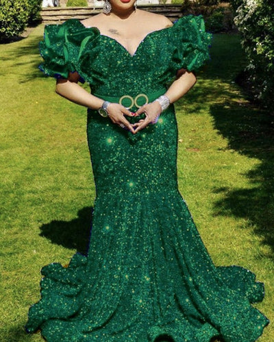 Emerald Green Plus Size Prom Dresses Mermaid