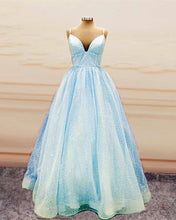 Load image into Gallery viewer, Plus Size Prom Dresses Glitter Tulle V Neck Ball Gown-alinanova
