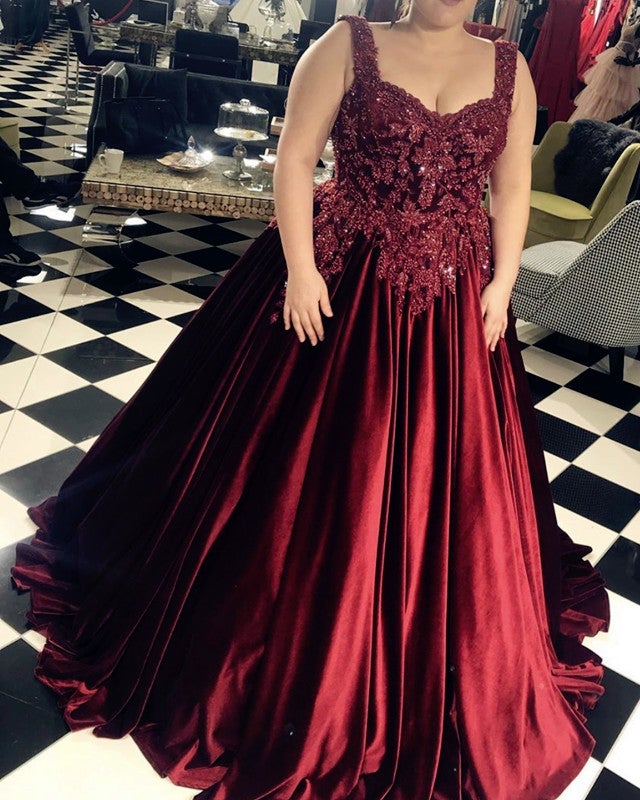 Plus Size Velvet Ball Gown Dresses Appliques Beaded Plus Size Velvet Ball Gown Dresses Appliques Beaded
