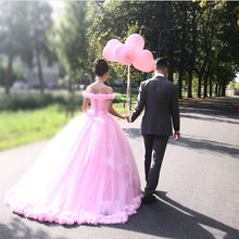 Load image into Gallery viewer, Pretty Blush Pink Tulle Flower Ball Gowns Quinceanera Dress For Sweet 16
