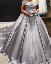 Load image into Gallery viewer, Silver Wedding Dress For Older Bride
