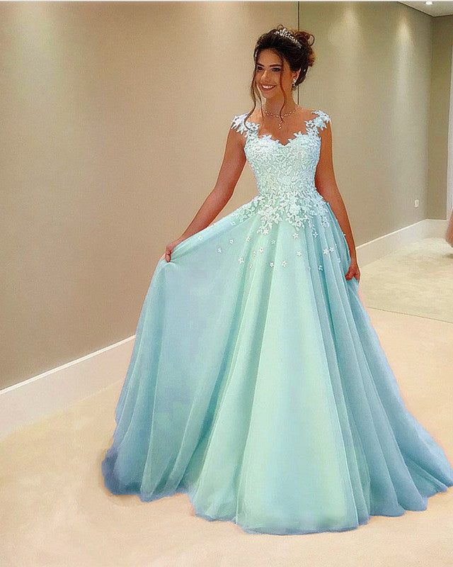 blue or gold dress husband Custom Made A Line V Neck Light Blue Short Tulle Prom Dresses, Short B –  jbydress main image 0