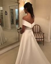 Load image into Gallery viewer, Princess Style Off Shoulder Satin Wedding Dresses
