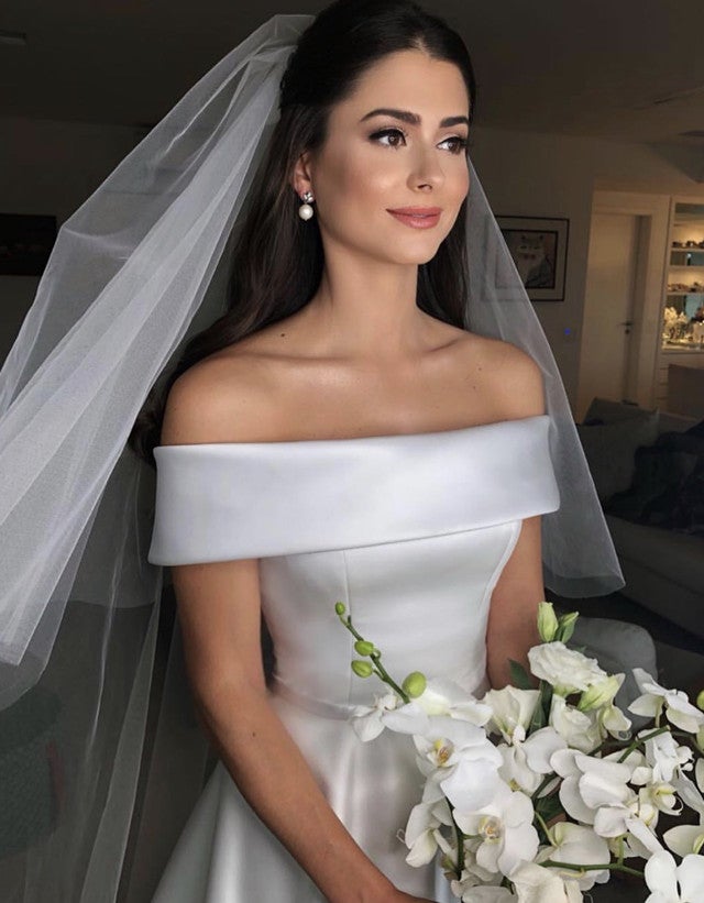 Princess Style Off Shoulder Satin Wedding Dresses Princess Style Off Shoulder Satin Wedding Dresses