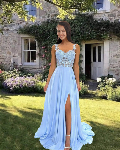 Light Blue Chiffon Prom Dress