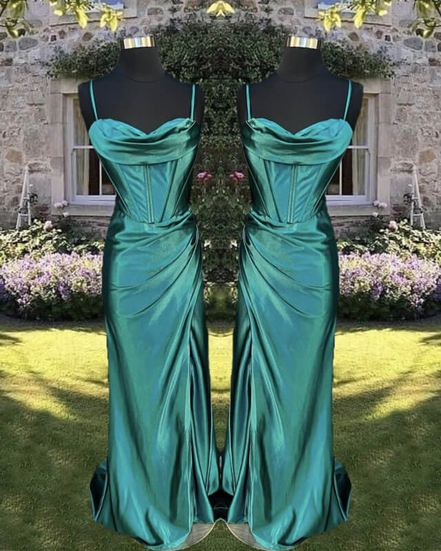 slim fit dress slacks Mermaid Spaghetti Straps Satin Corset Dress