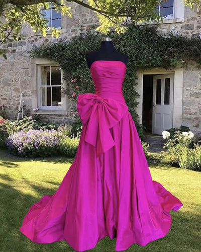 80s style hot pink taffeta dress