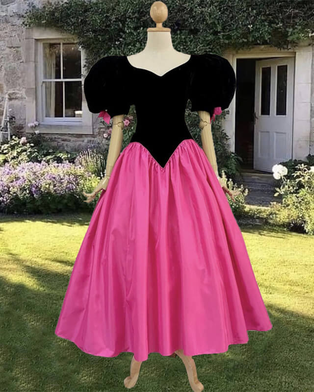 Vintage Velvet Corset Top Puffy Sleeve Dress Vintage Velvet Corset Top Puffy Sleeve Dress