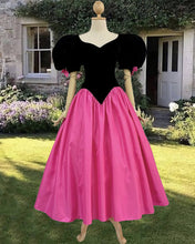 Load image into Gallery viewer, Vintage Velvet Corset Top Puffy Sleeve Dress
