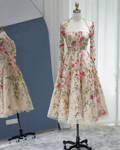 Load image into Gallery viewer, Enchanted A-line Embroidery Midi Dress With Sleeves
