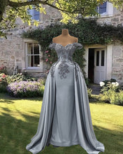 Load image into Gallery viewer, Mermaid Silver Satin Prom Dress
