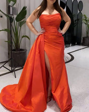 Load image into Gallery viewer, Mermaid Orange Ruched Prom Dress
