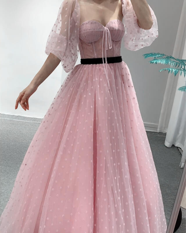 Lavender Tulle Cottagecore Corset Dress With Puffy Sleeves Lavender Tulle Cottagecore Corset Dress With Puffy Sleeves