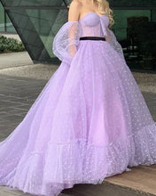 Load image into Gallery viewer, Puffy Sleeve Tulle Corset Ball Gown Dot Dress
