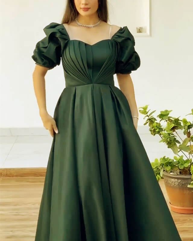 women's ankle length satin dress with sleeve – alinanova