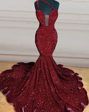 Load image into Gallery viewer, Burgundy Sequin One Shoulder Dress
