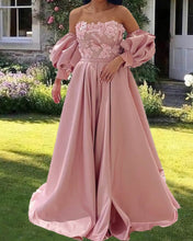 Load image into Gallery viewer, Light Pink Satin Prom Dresses
