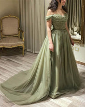 Load image into Gallery viewer, Sage Green Tulle Ball Gown
