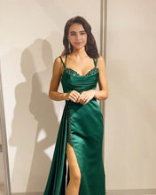 Load image into Gallery viewer, Mermaid Multi Straps Satin Dress With Slit
