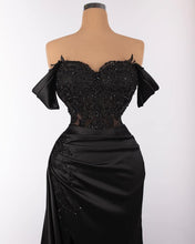 Load image into Gallery viewer, Mermaid Satin Split Dress With Lace Corset
