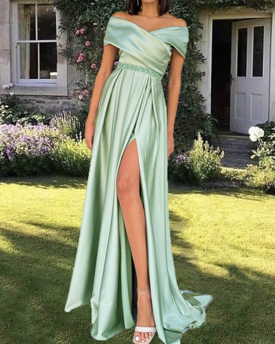 Sage Green Satin Formal Dress