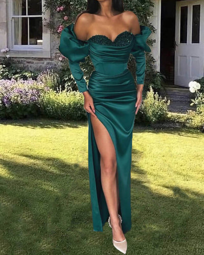 Mermaid Emerald Satin Gown
